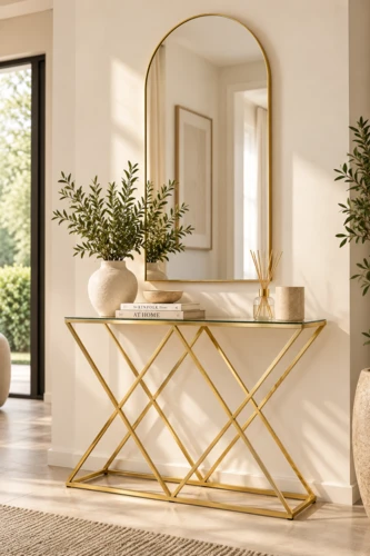 מראת קשת זהב GOLD ARCH – מראת קיר מעוצבת עם מסגרת זהב דקה | 5 מידות