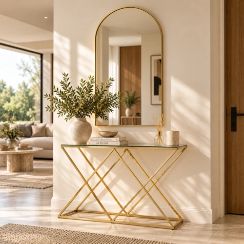 מראת קשת זהב GOLD ARCH – מראת קיר מעוצבת עם מסגרת זהב דקה | 5 מידות