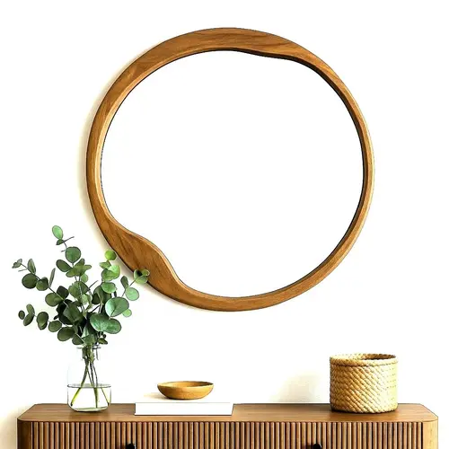 מראה וודי ראונד אמורפית טבעי מספר מידות לבחירה