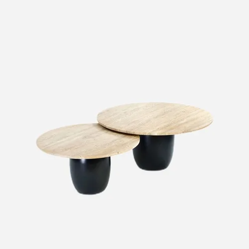 סט שולחנות בסיס עץ ופלטת וטרוונטין