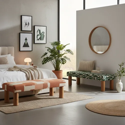 ספסל מרופד מלינה גרין