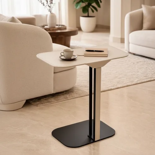 שולחן צד איירון לדר קרם