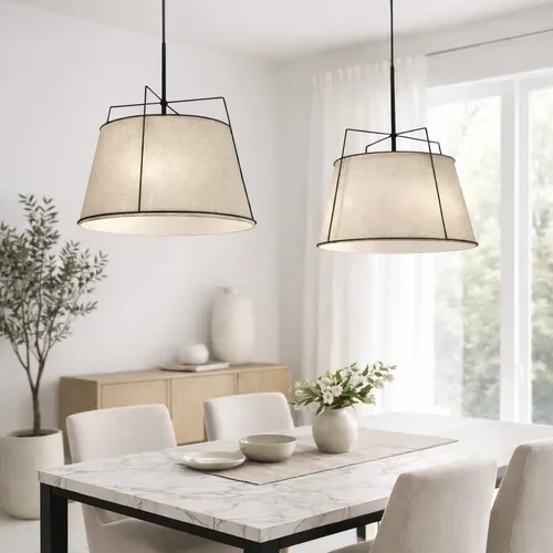 אהיל מתכת שחורה בשילוב פשתן