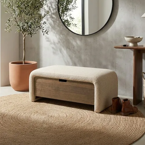 ספסל אחסון בוקלה ועץ עם מגירה