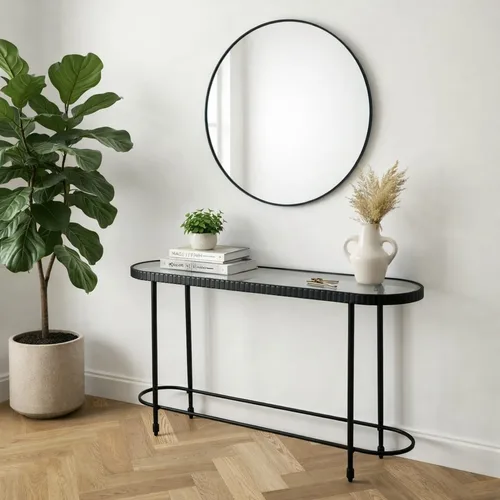 קונסולה אמאלפי ממתכת וזכוכית ברוחב 132 ס"מ