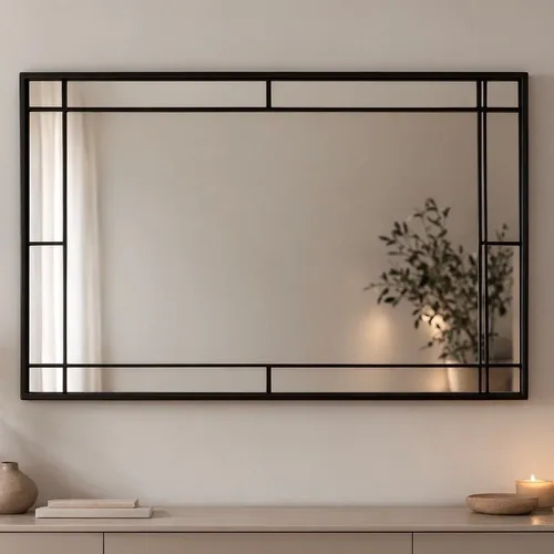 מראה ריבועית במסגרת שחורה 120\90 סמ