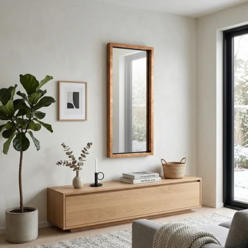 מראת גוף פנורמית גלית 192 ס"מ מסגרת עץ אורגנית , 3 גוונים לבחירה