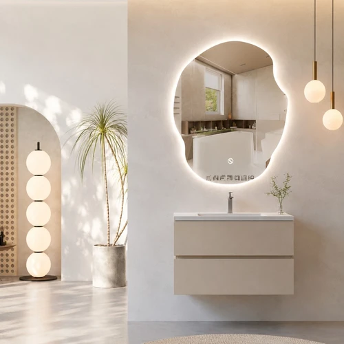 VEGA Organic מראת קיר אורגנית עם תאורת LED